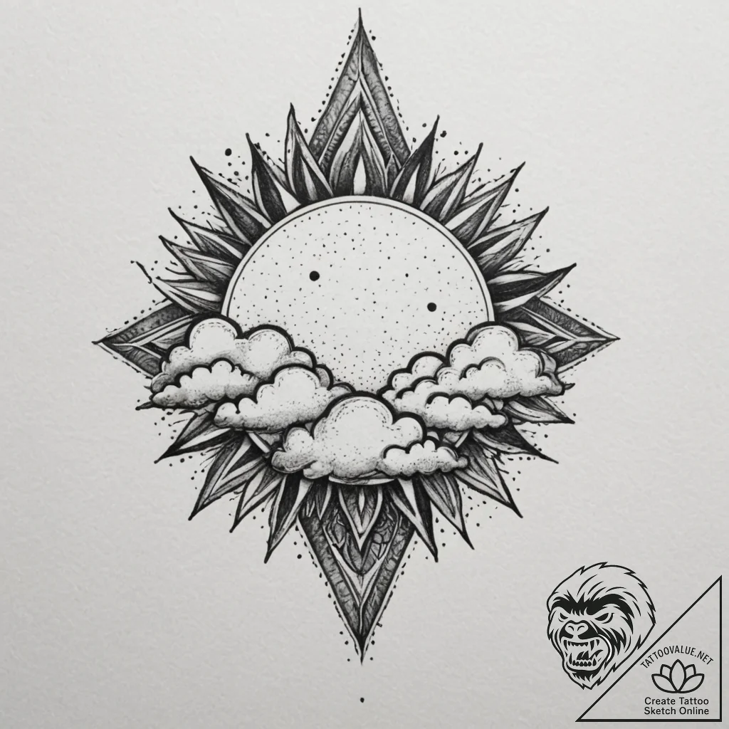 Tattoo sketch a simple 'sun' on one, a 'cloud... - tattoo sketch (№1754747666_0, 09.08.2025 13:54) — tattoovalue.net