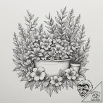 The interior of a vibrant, busy flower shop.,… – tattoo sketch (№1754748258_0, 09.08.2025 14:04) — tattoovalue.net