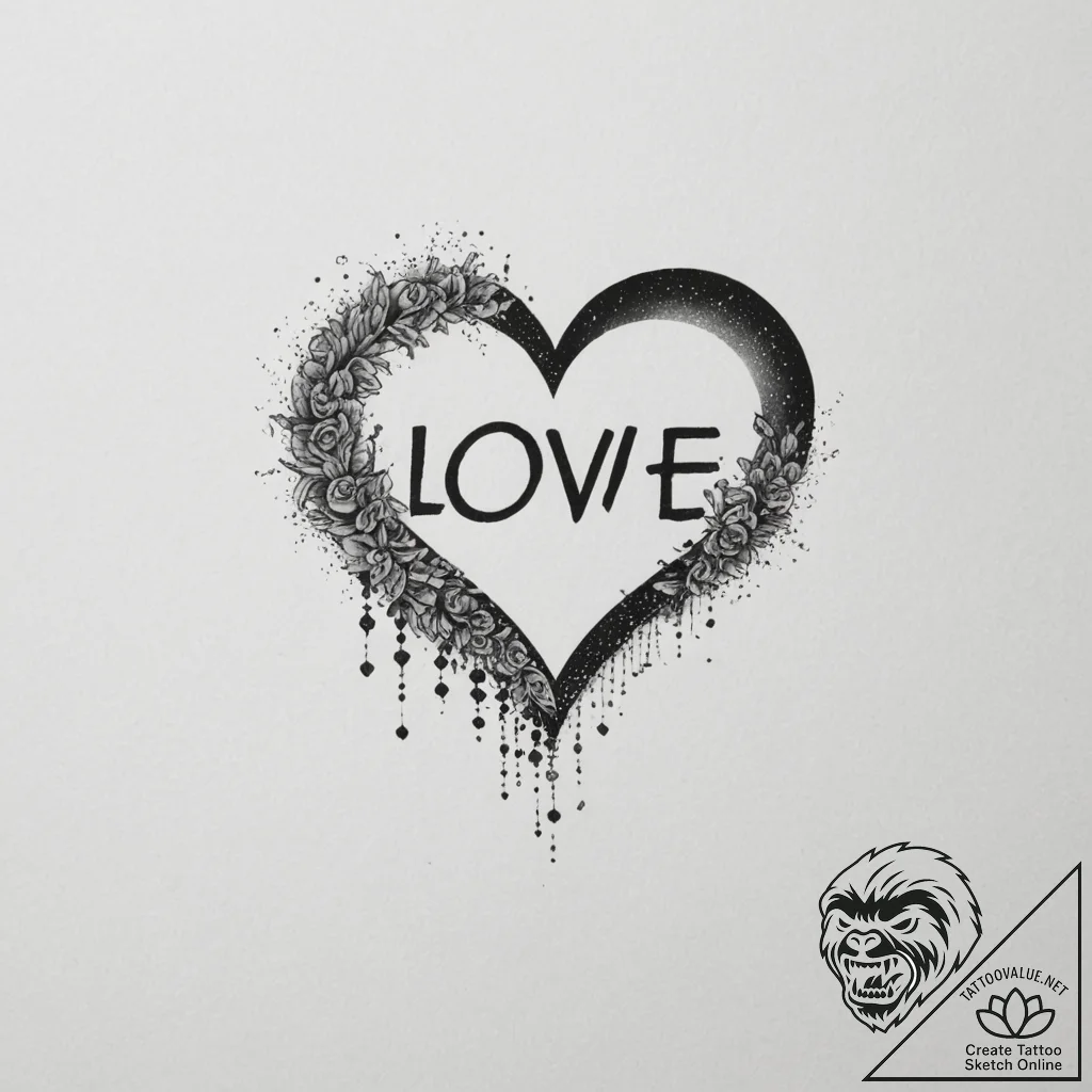 Audio waveform of a specific word (e.g., "lov... - tattoo sketch (№1754748455_0, 09.08.2025 14:07) — tattoovalue.net