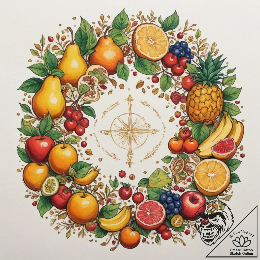 Tattoo design: a scene of abundance and prosp... - tattoo sketch (№1754748849_0, 09.08.2025 14:14) — tattoovalue.net