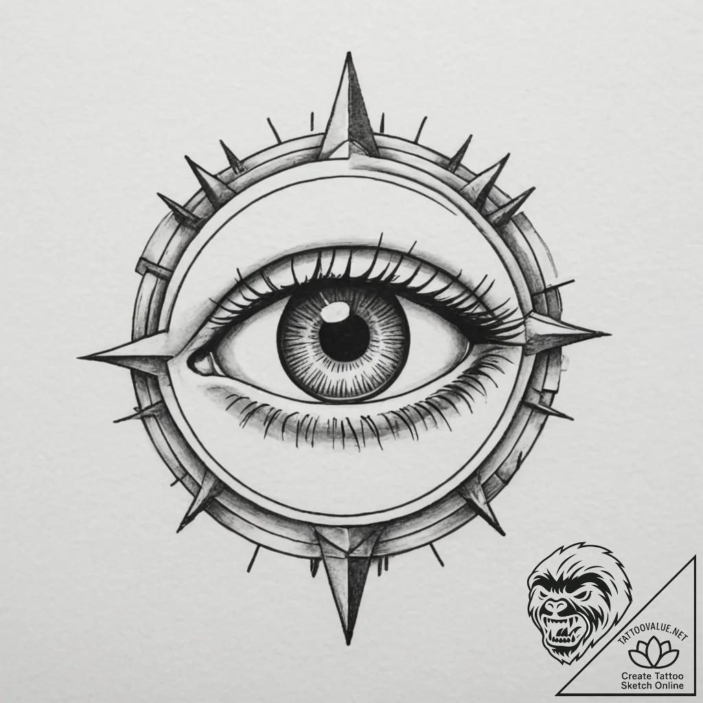 Tattoo sketch a single, open eye, vigilant an... - tattoo sketch (№1754751029_0, 09.08.2025 14:50) — tattoovalue.net