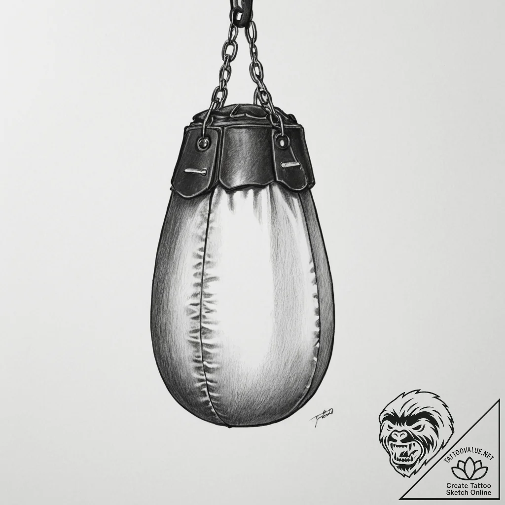 Tattoo sketch a powerful punchbag with a dent... - tattoo sketch (№1754751226_0, 09.08.2025 14:53) — tattoovalue.net