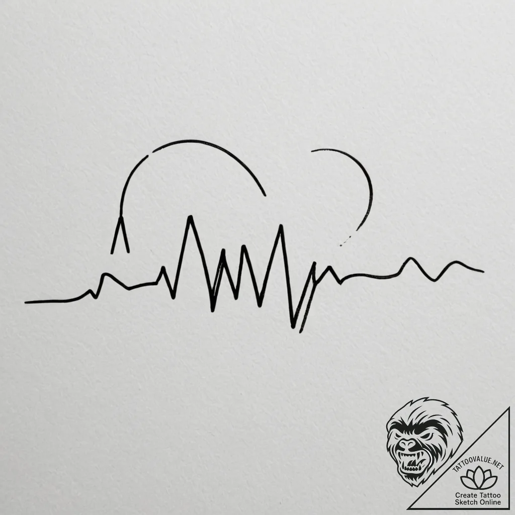 Tattoo design a heartbeat line with a name or... - tattoo sketch (№1754751815_0, 09.08.2025 15:03) — tattoovalue.net