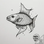 Fish, tattoo drawing outline, on a clean whit… – tattoo sketch (№1754752208_0, 09.08.2025 15:10) — tattoovalue.net