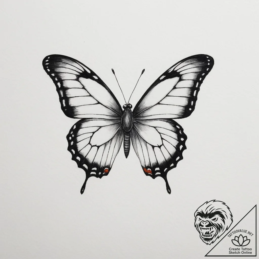 Tattoo design a tiny, realistic butterfly wit... - tattoo sketch (№1754752804_0, 09.08.2025 15:20) — tattoovalue.net
