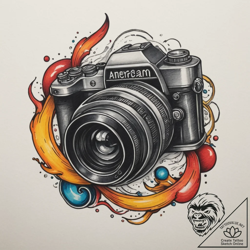 Tattoo sketch a stylized camera lens on one,... - tattoo sketch (№1754753007_0, 09.08.2025 15:23) — tattoovalue.net