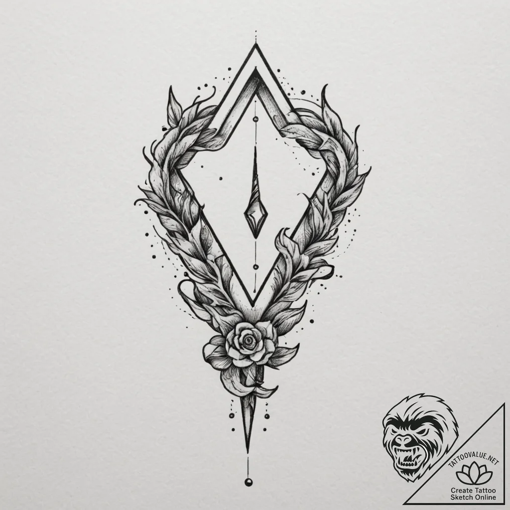 A safety pin, concept art for tattoo, rough s... - tattoo sketch (№1754753208_0, 09.08.2025 15:26) — tattoovalue.net