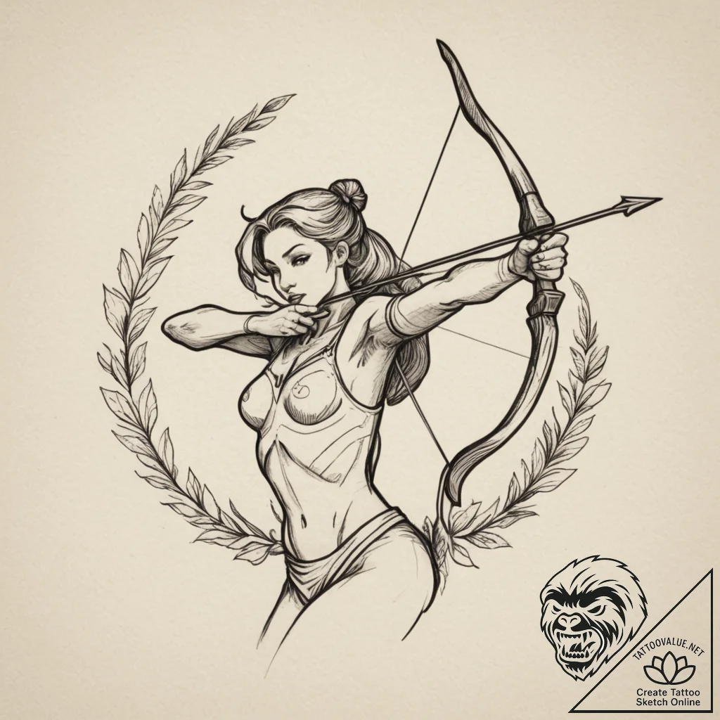 Tattoo sketch a sagittarius archer, minimalis... - tattoo sketch (№1754753405_0, 09.08.2025 15:30) — tattoovalue.net