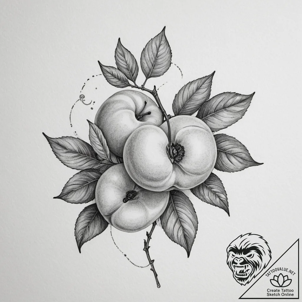 Apricot - tattoo sketch (№1754755202_0, 09.08.2025 16:00) — tattoovalue.net