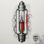 Nixie tube, artistic tattoo sketch, black and… – tattoo sketch (№1754756607_0, 09.08.2025 16:23) — tattoovalue.net