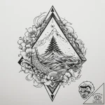 Tattoo design a geometric “pyramid” symbolizi… – tattoo sketch (№1754759025_0, 09.08.2025 17:03) — tattoovalue.net