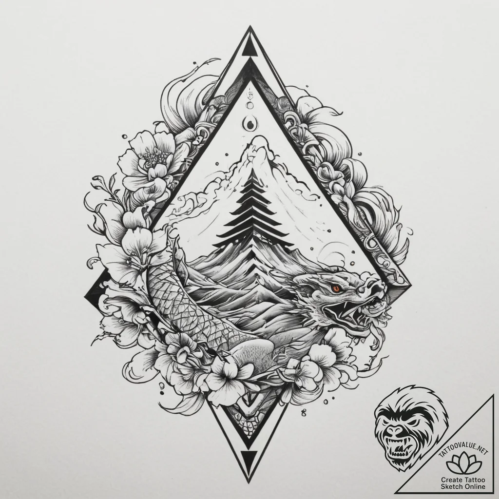 Tattoo design a geometric "pyramid" symbolizi... - tattoo sketch (№1754759025_0, 09.08.2025 17:03) — tattoovalue.net