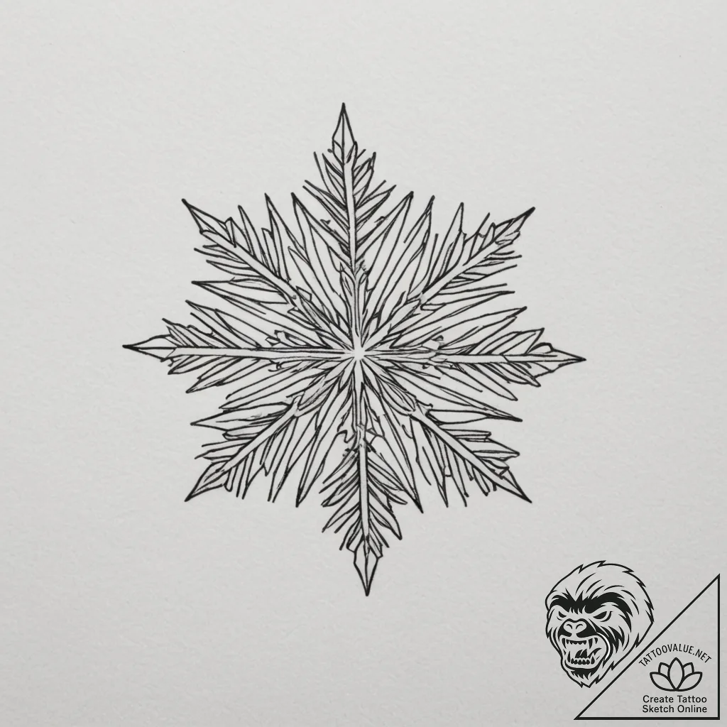 A close-up of the delicate, crystalline struc... - tattoo sketch (№1754759227_0, 09.08.2025 17:07) — tattoovalue.net