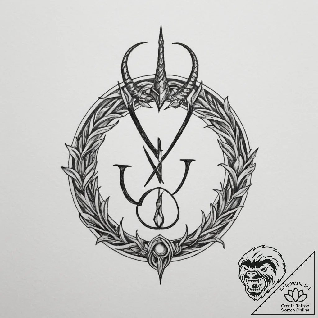 Tattoo design capricorn's glyph, sturdy and s... - tattoo sketch (№1754760438_0, 09.08.2025 17:27) — tattoovalue.net