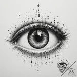 Human eye with a camera shutter iris, tattoo… – tattoo sketch (№1754760634_0, 09.08.2025 17:30) — tattoovalue.net