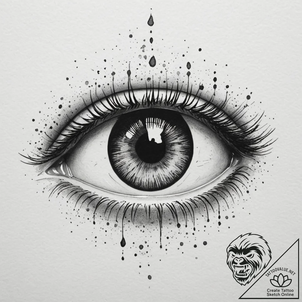 Human eye with a camera shutter iris, tattoo... - tattoo sketch (№1754760634_0, 09.08.2025 17:30) — tattoovalue.net