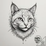Cat, tattoo drawing outline, dotwork shading,… – tattoo sketch (№1754760833_0, 09.08.2025 17:33) — tattoovalue.net