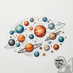 Parade of planets, tattoo drawing outline, on… – tattoo sketch (№1754761034_0, 09.08.2025 17:37) — tattoovalue.net