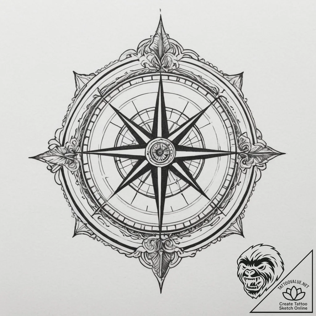 Tattoo design two halves of a compass that al... - tattoo sketch (№1754761435_0, 09.08.2025 17:43) — tattoovalue.net