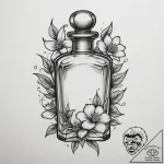 Tattoo sketch a delicate perfume bottle with… – tattoo sketch (№1754762034_0, 09.08.2025 17:53) — tattoovalue.net