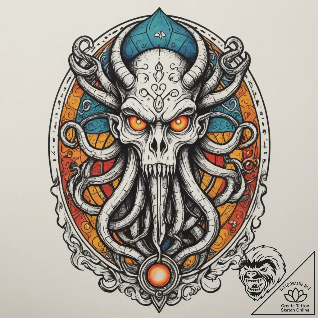 Nyarlathotep, tattoo flash sheet design, old... - tattoo sketch (№1754762432_0, 09.08.2025 18:00) — tattoovalue.net