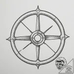Steering wheel, tattoo line art, on a clean w… – tattoo sketch (№1754763231_0, 09.08.2025 18:13) — tattoovalue.net