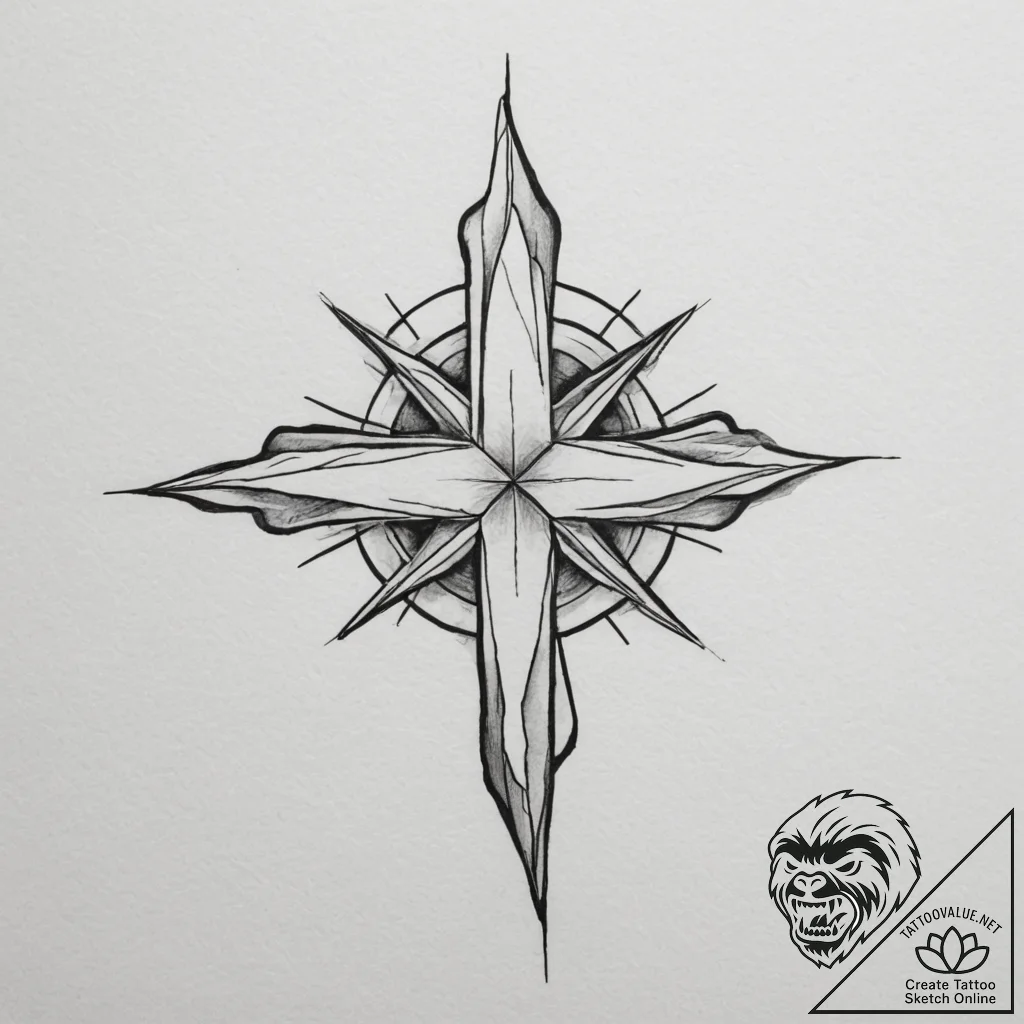 Tattoo design a minimalist cross or star of l... - tattoo sketch (№1754763431_0, 09.08.2025 18:17) — tattoovalue.net
