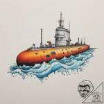 A submarine surfacing in the arctic, breaking… – tattoo sketch (№1754763630_0, 09.08.2025 18:20) — tattoovalue.net