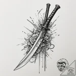 Tattoo design a samurai sword with a digital… – tattoo sketch (№1754763830_0, 09.08.2025 18:23) — tattoovalue.net