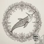 A narwhal, tattoo flash sheet design, ornamen… – tattoo sketch (№1754764824_0, 09.08.2025 18:40) — tattoovalue.net