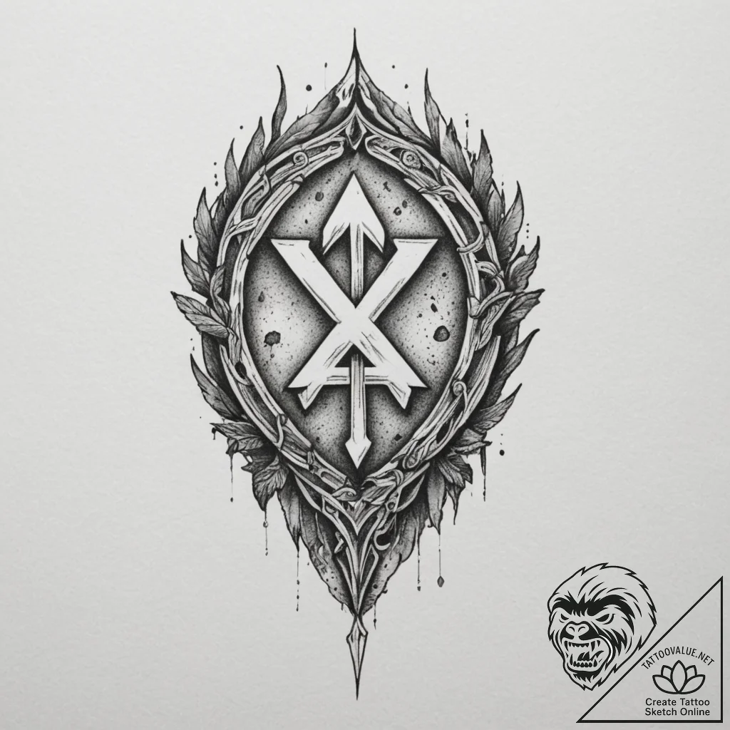 46. tattoo sketch: a single, powerful slavic... - tattoo sketch (№1754766039_0, 09.08.2025 19:00) — tattoovalue.net