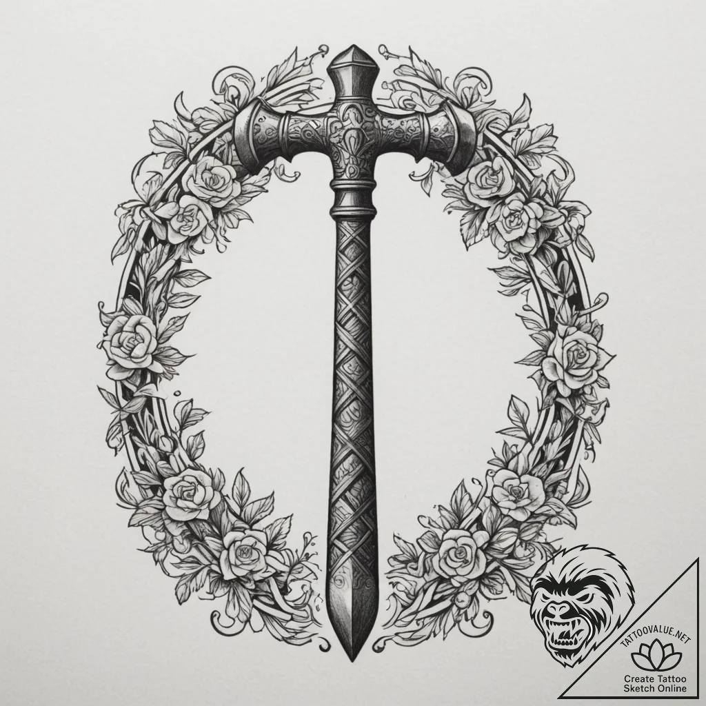 Tattoo design: a svarozhich combined with the... - tattoo sketch (№1754767051_0, 09.08.2025 19:17) — tattoovalue.net