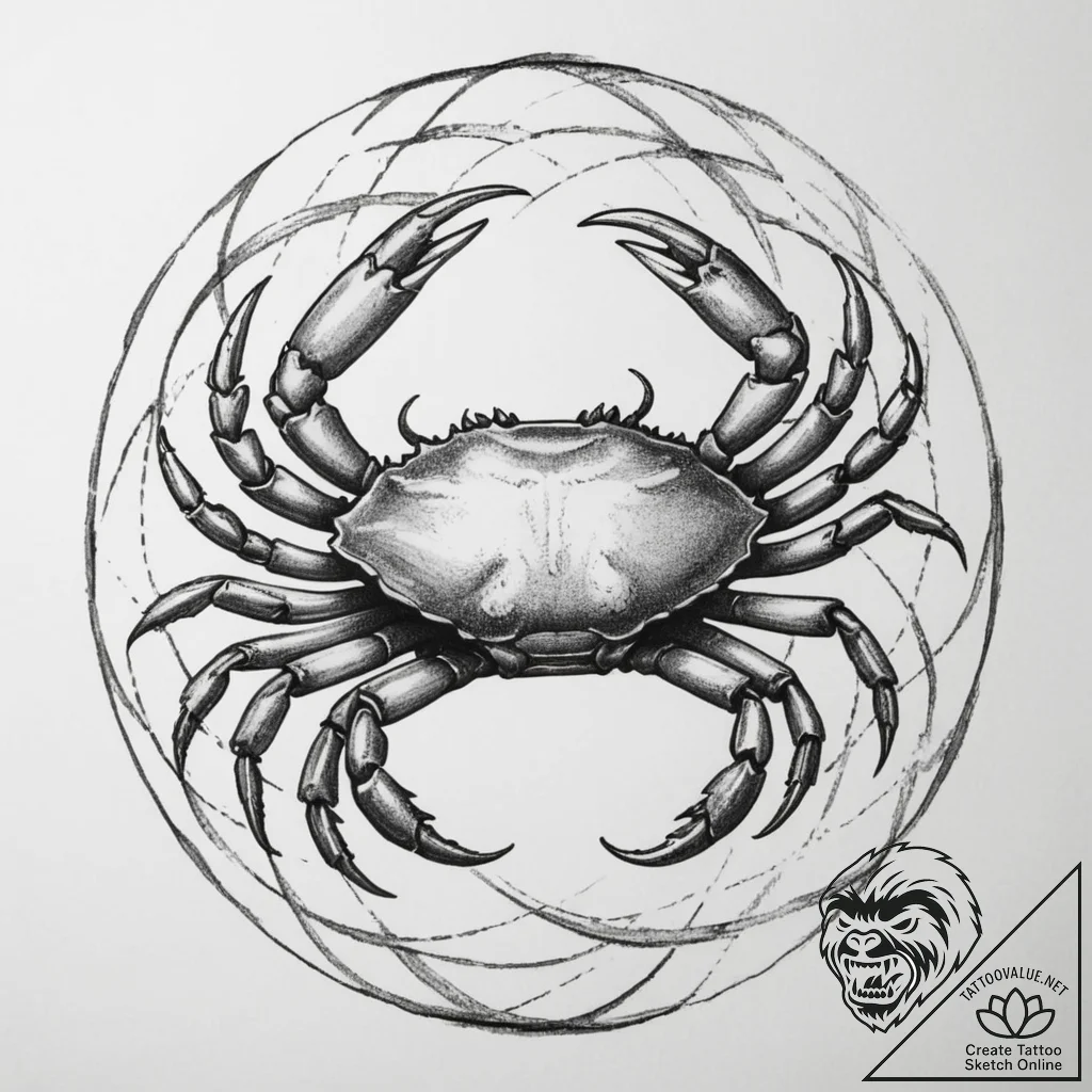 Tattoo design a cancer crab made of abstract,... - tattoo sketch (№1754767251_0, 09.08.2025 19:20) — tattoovalue.net