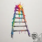 Ladder, tattoo line art, vibrant colors, full… – tattoo sketch (№1754767448_0, 09.08.2025 19:24) — tattoovalue.net