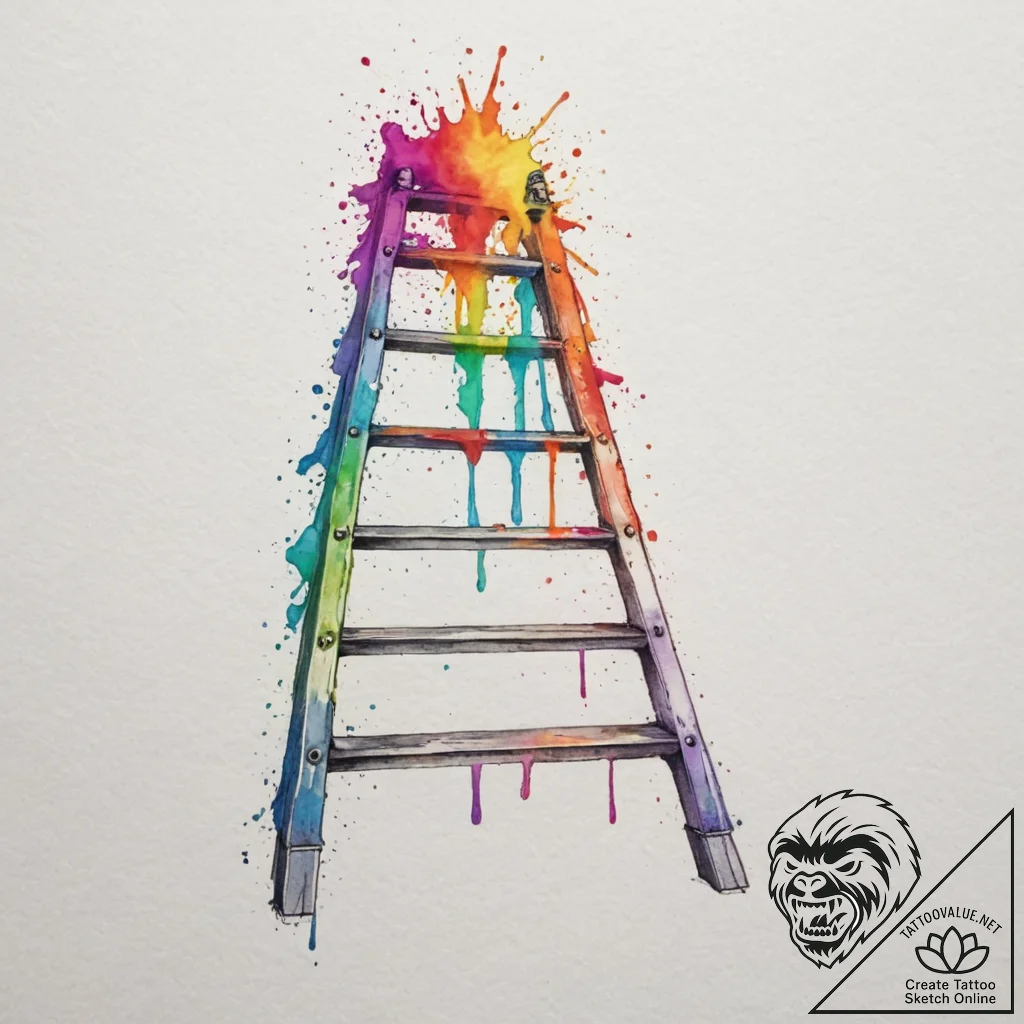 Ladder, tattoo line art, vibrant colors, full... - tattoo sketch (№1754767448_0, 09.08.2025 19:24) — tattoovalue.net