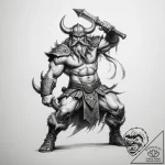 Tattoo sketch a viking berserker in mid-battl… – tattoo sketch (№1754768866_0, 09.08.2025 19:47) — tattoovalue.net