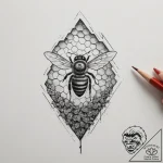 A beekeeper inspecting a honeycomb frame., ta… – tattoo sketch (№1754769467_0, 09.08.2025 19:57) — tattoovalue.net