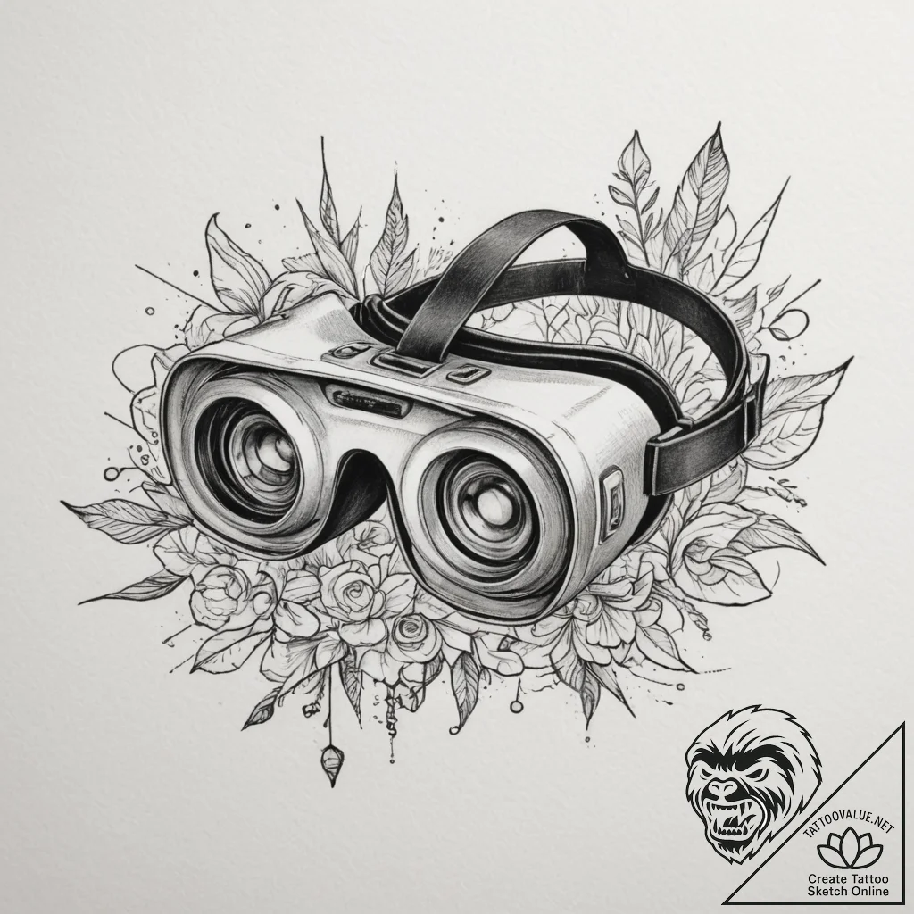 Tattoo sketch a virtual reality headset with... - tattoo sketch (№1754770065_0, 09.08.2025 20:07) — tattoovalue.net