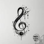 Bass clef, concept art for tattoo, fine lines… – tattoo sketch (№1754770667_0, 09.08.2025 20:17) — tattoovalue.net