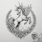 A carousel of mythical creatures (griffin, un… – tattoo sketch (№1754771074_0, 09.08.2025 20:24) — tattoovalue.net