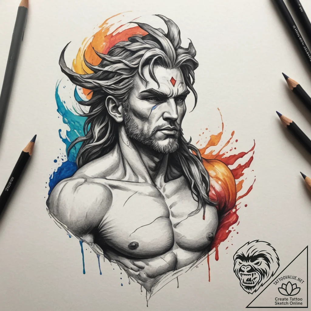 Prometheus bound, tattoo drawing outline, rea... - tattoo sketch (№1754771875_0, 09.08.2025 20:37) — tattoovalue.net