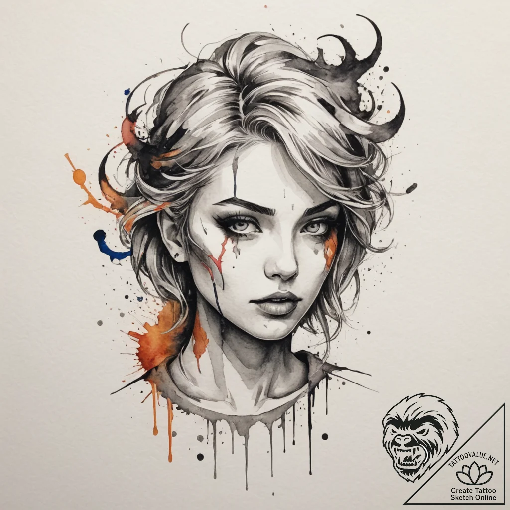 Tattoo design a glitching character sprite ab... - tattoo sketch (№1754772077_0, 09.08.2025 20:41) — tattoovalue.net