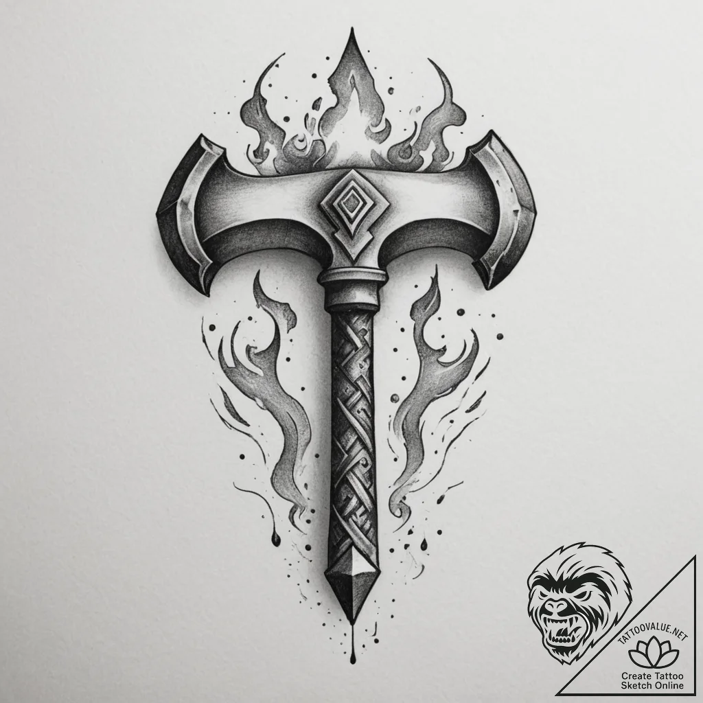 Tattoo sketch: a stylized anvil and hammer fo... - tattoo sketch (№1754772279_0, 09.08.2025 20:44) — tattoovalue.net