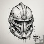 Tattoo sketch a close-up of a battle-worn hel… – tattoo sketch (№1754773275_0, 09.08.2025 21:01) — tattoovalue.net