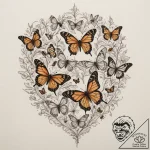 A swarm of monarch butterflies migrating., ta… – tattoo sketch (№1754773673_0, 09.08.2025 21:07) — tattoovalue.net