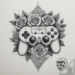 Tattoo design a game controller with a subtle… – tattoo sketch (№1754774270_0, 09.08.2025 21:17) — tattoovalue.net