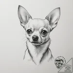 Chihuahua, concept art for tattoo, dotwork sh… – tattoo sketch (№1754775679_0, 09.08.2025 21:41) — tattoovalue.net