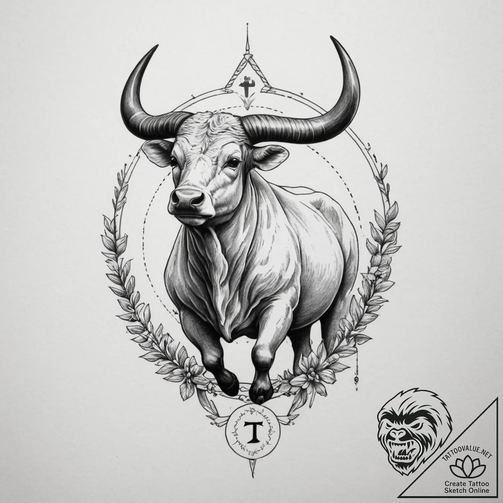 Tattoo design a zodiac animal with a banner b... - tattoo sketch (№1754777288_0, 09.08.2025 22:08) — tattoovalue.net