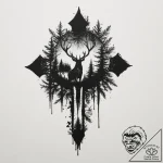 Tattoo sketch a forest silhouette with an ani… – tattoo sketch (№1754777491_0, 09.08.2025 22:11) — tattoovalue.net