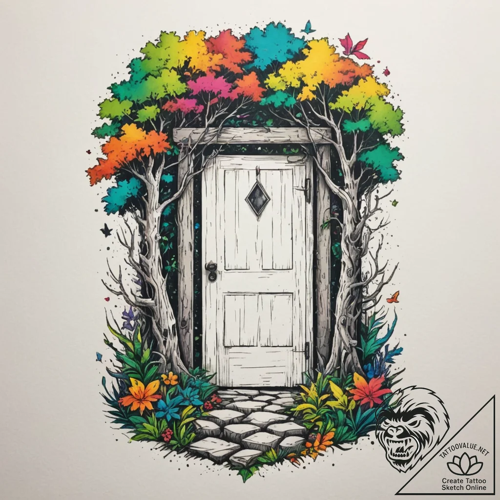 Tattoo design a silhouette of a hidden door i... - tattoo sketch (№1754778298_0, 09.08.2025 22:24) — tattoovalue.net
